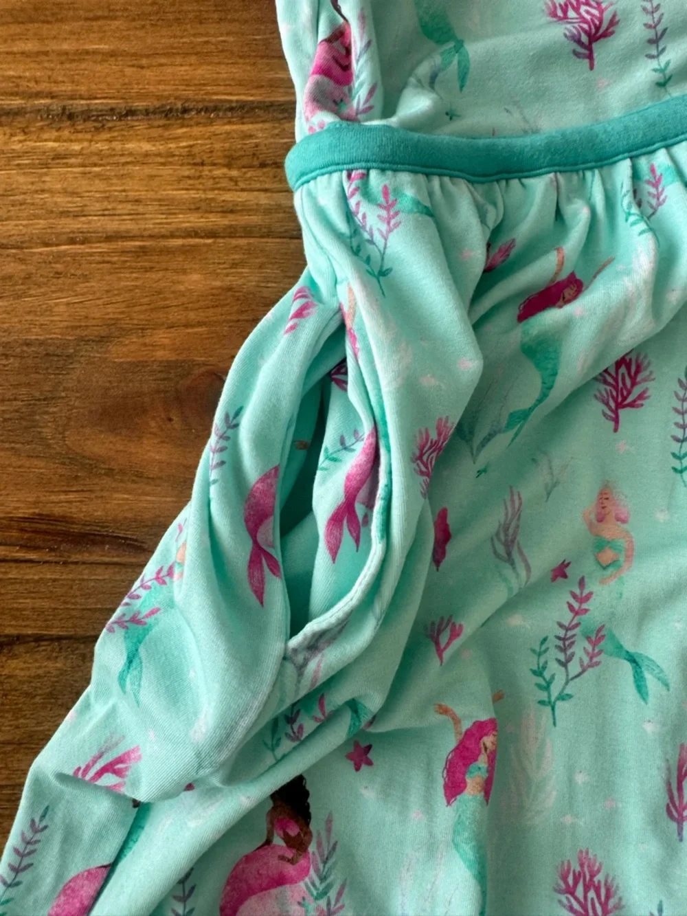 Twinflower Creations Mint Mermaid Print Sleeveless Bamboo Jumpsuit size 5T - Picture 5 of 8